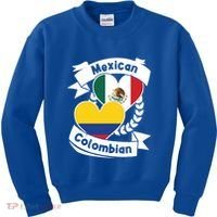 Mexican Colombian Heart Flags Mexico Colombia Gift Kids Sweatshirt thumb 0