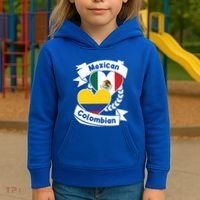 Mexican Colombian Heart Flags Mexico Colombia Gift Kids Hoodie thumb 3