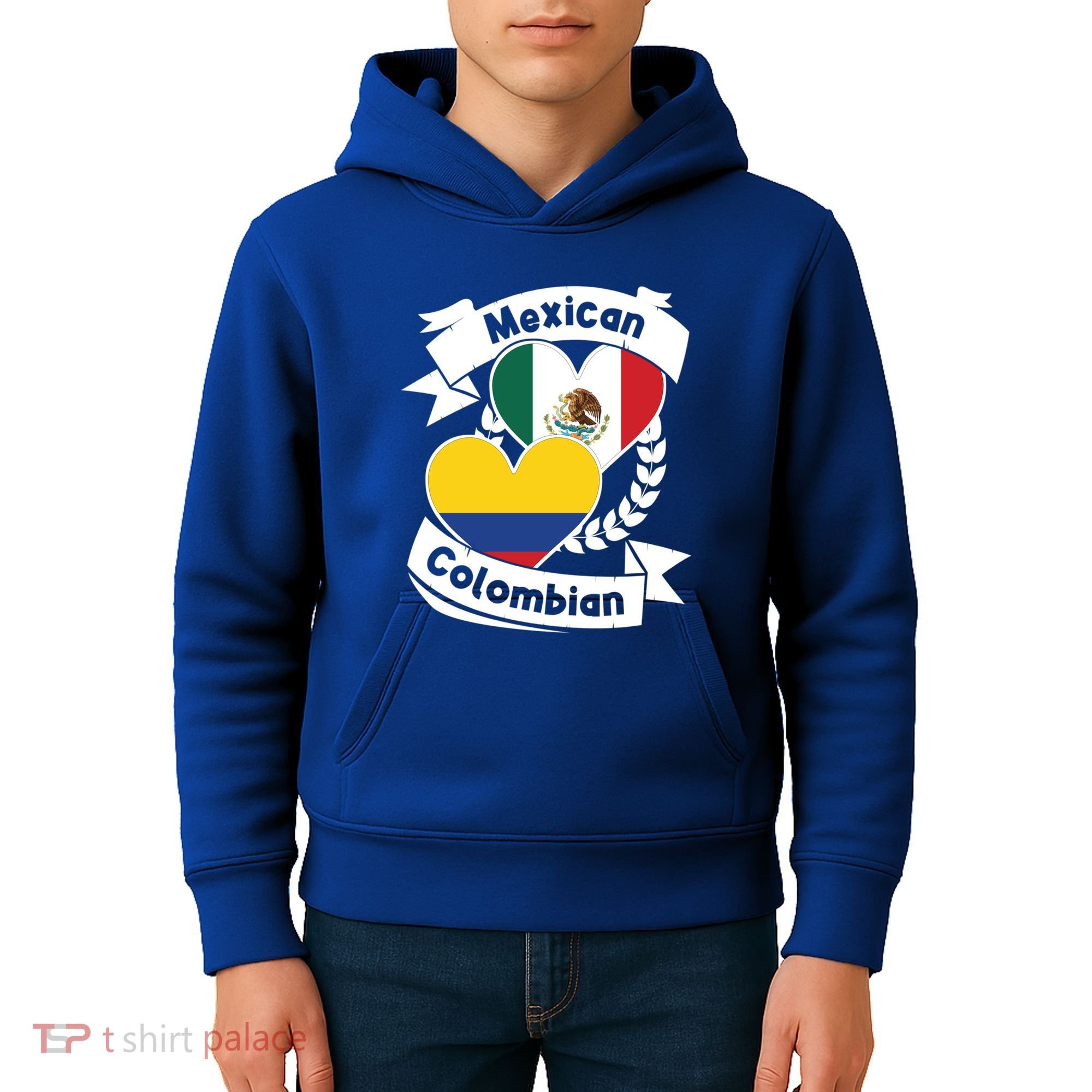 Mexican Colombian Heart Flags Mexico Colombia Gift Kids Hoodie