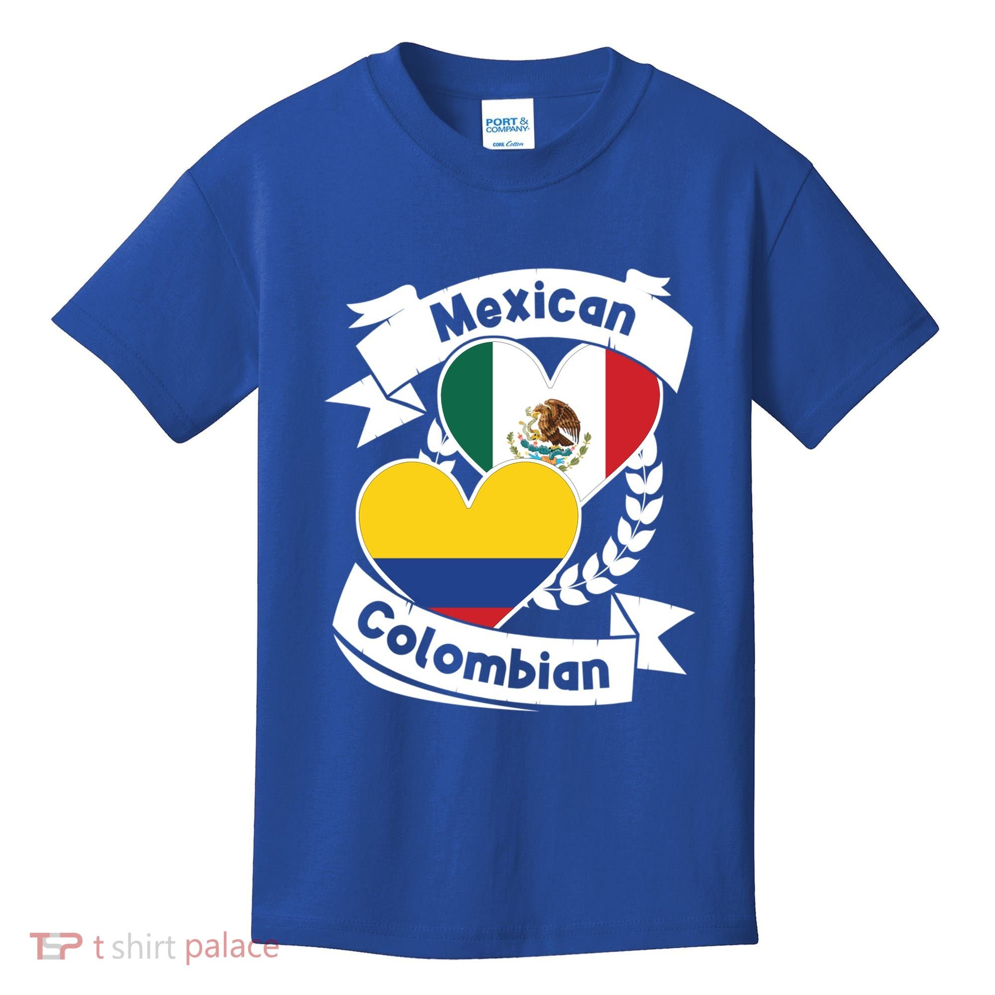 Mexican Colombian Heart Flags Mexico Colombia Gift Kids T-Shirt