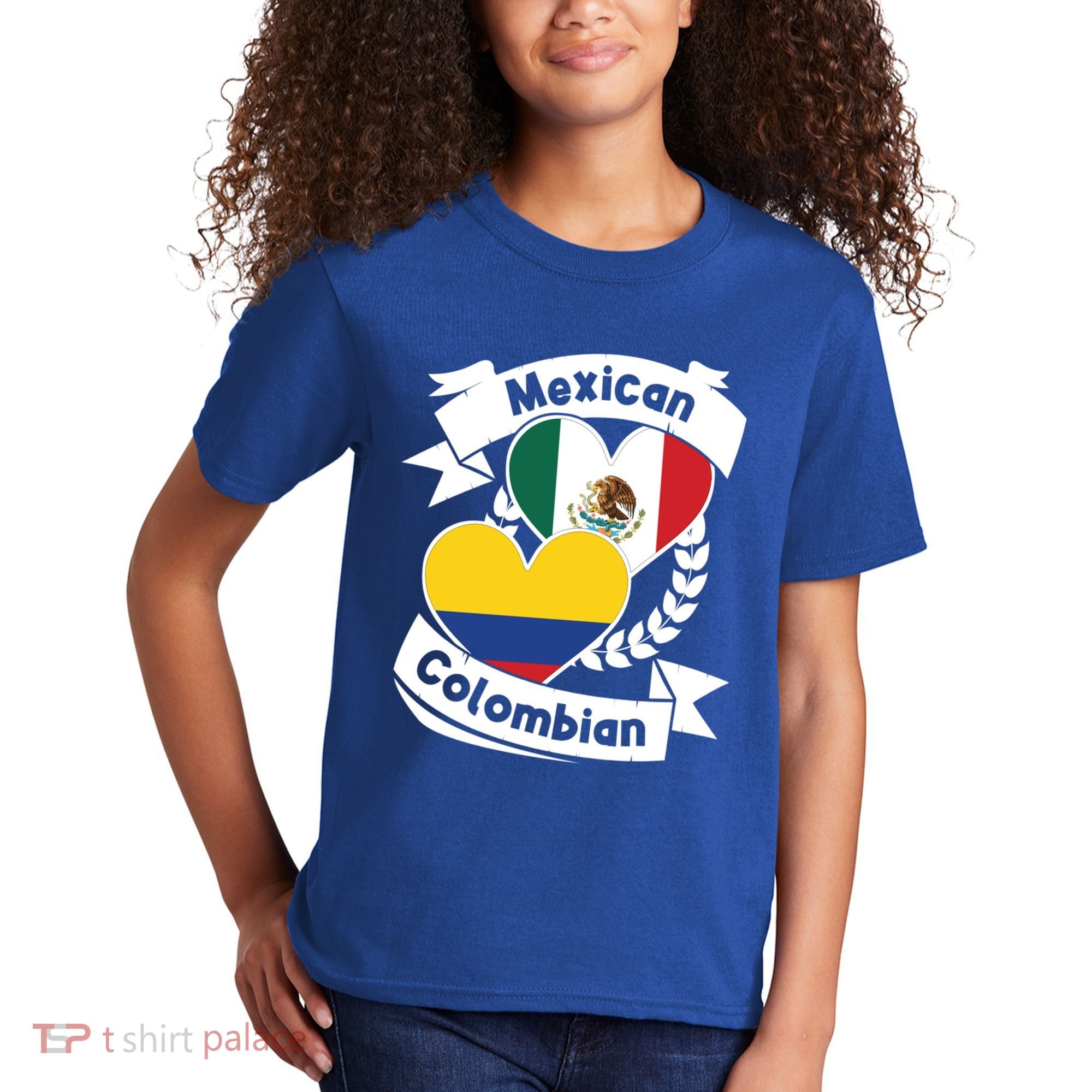Mexican Colombian Heart Flags Mexico Colombia Gift Kids T-Shirt