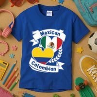 Mexican Colombian Heart Flags Mexico Colombia Gift Kids T-Shirt thumb 3