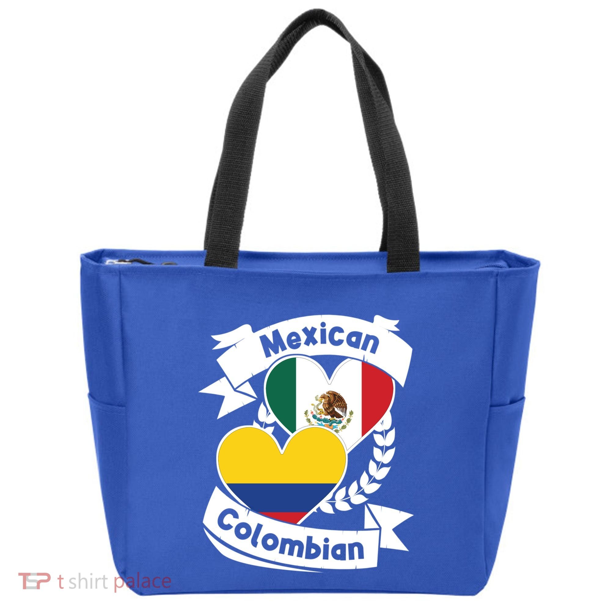 Mexican Colombian Heart Flags Mexico Colombia Gift Tote Bag