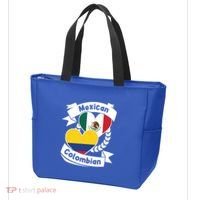 Mexican Colombian Heart Flags Mexico Colombia Gift Tote Bag thumb 3
