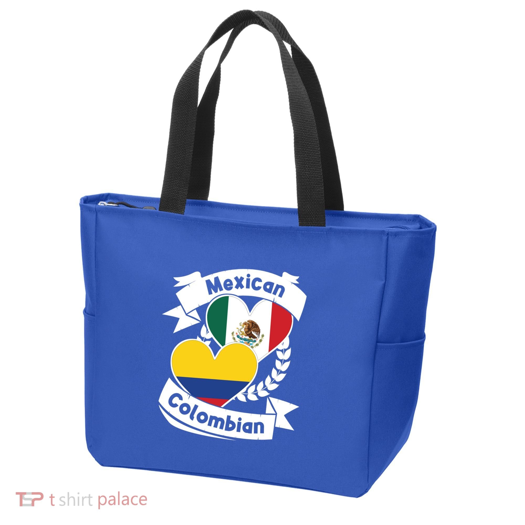 Mexican Colombian Heart Flags Mexico Colombia Gift Tote Bag