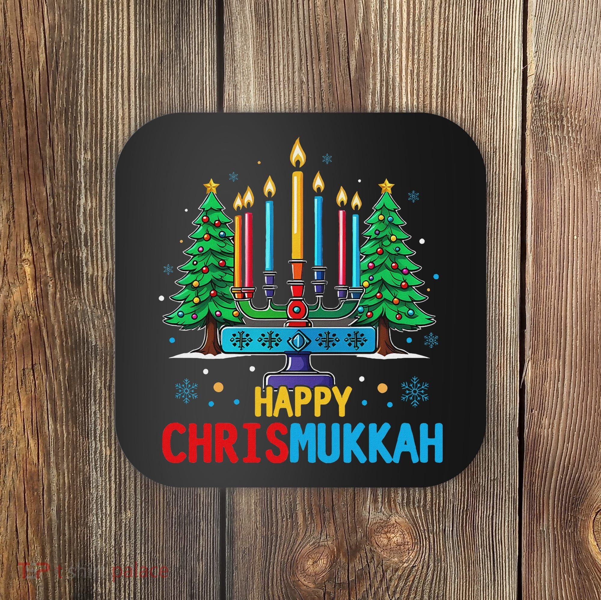 Merry Chrismukkah Happy Christmas Hanukkah Coaster