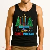 Merry Chrismukkah Happy Christmas Hanukkah Tank Top thumb 3