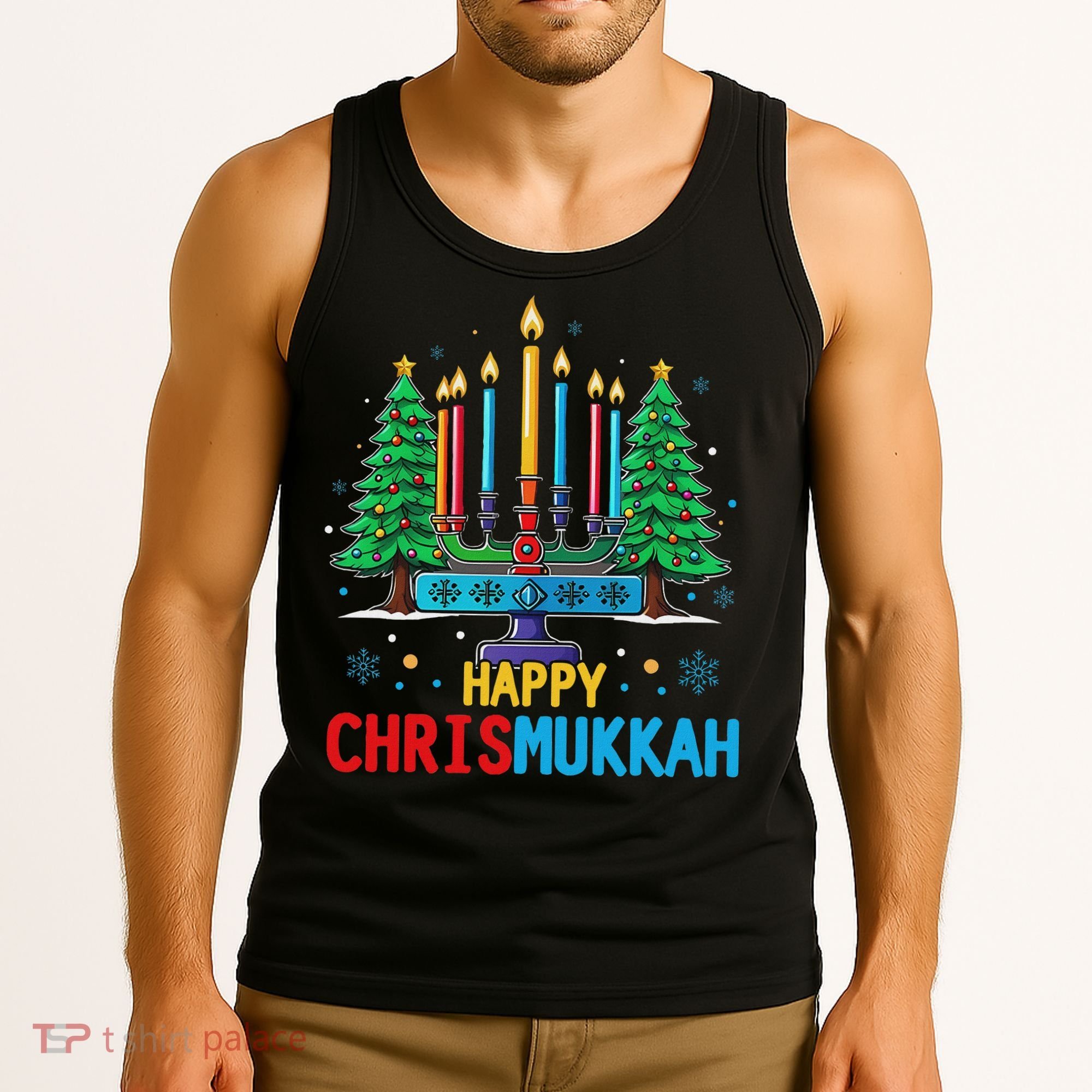 Merry Chrismukkah Happy Christmas Hanukkah Tank Top