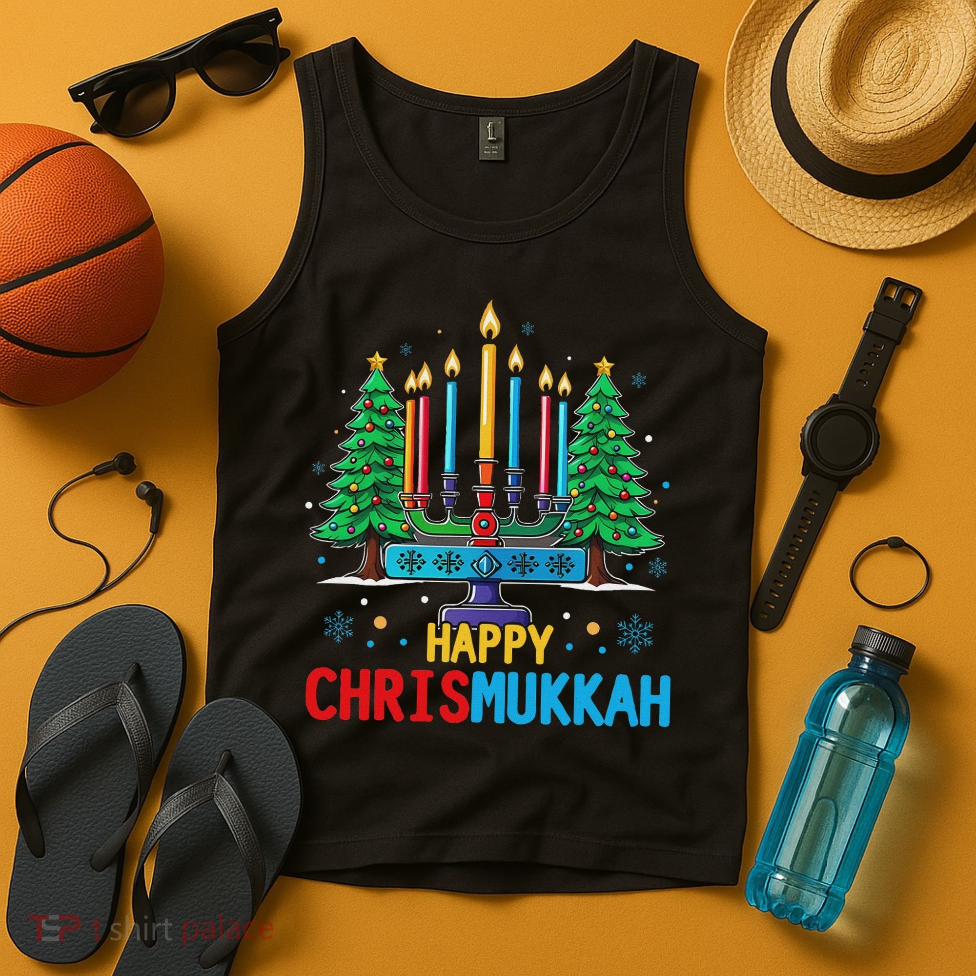 Merry Chrismukkah Happy Christmas Hanukkah Tank Top