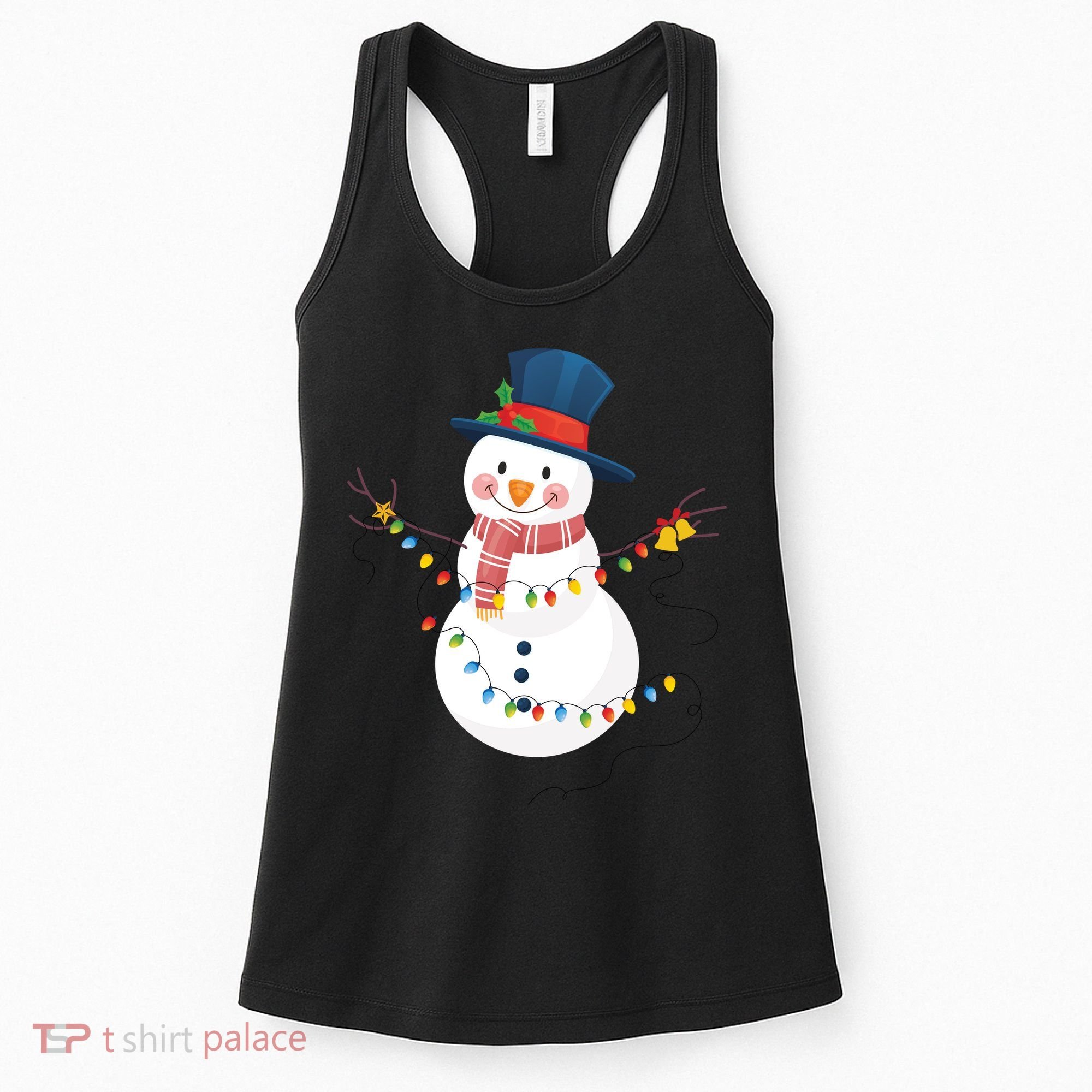 Merry Christmas Happy Snowman Winter Christmas Lights Boys Girls Women's Tank Top