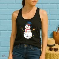 Merry Christmas Happy Snowman Winter Christmas Lights Boys Girls Women's Tank Top thumb 2