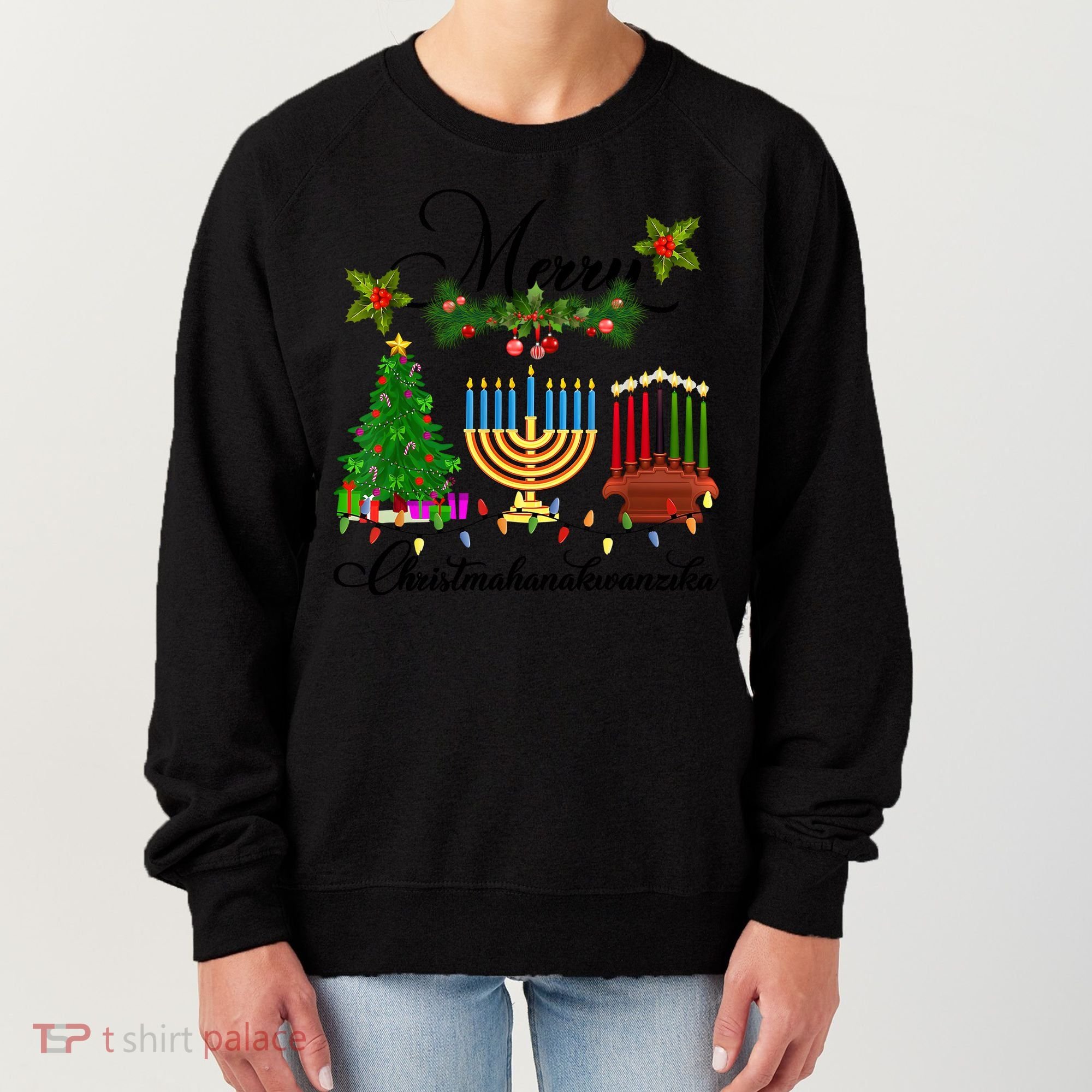 Merry Christmas Hanukkah Kwanzaa Hanukkah Jewish Women's Sweatshirt