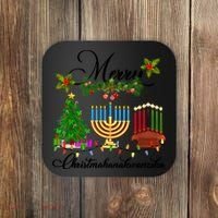 Merry Christmas Hanukkah Kwanzaa Hanukkah Jewish Coaster thumb 0