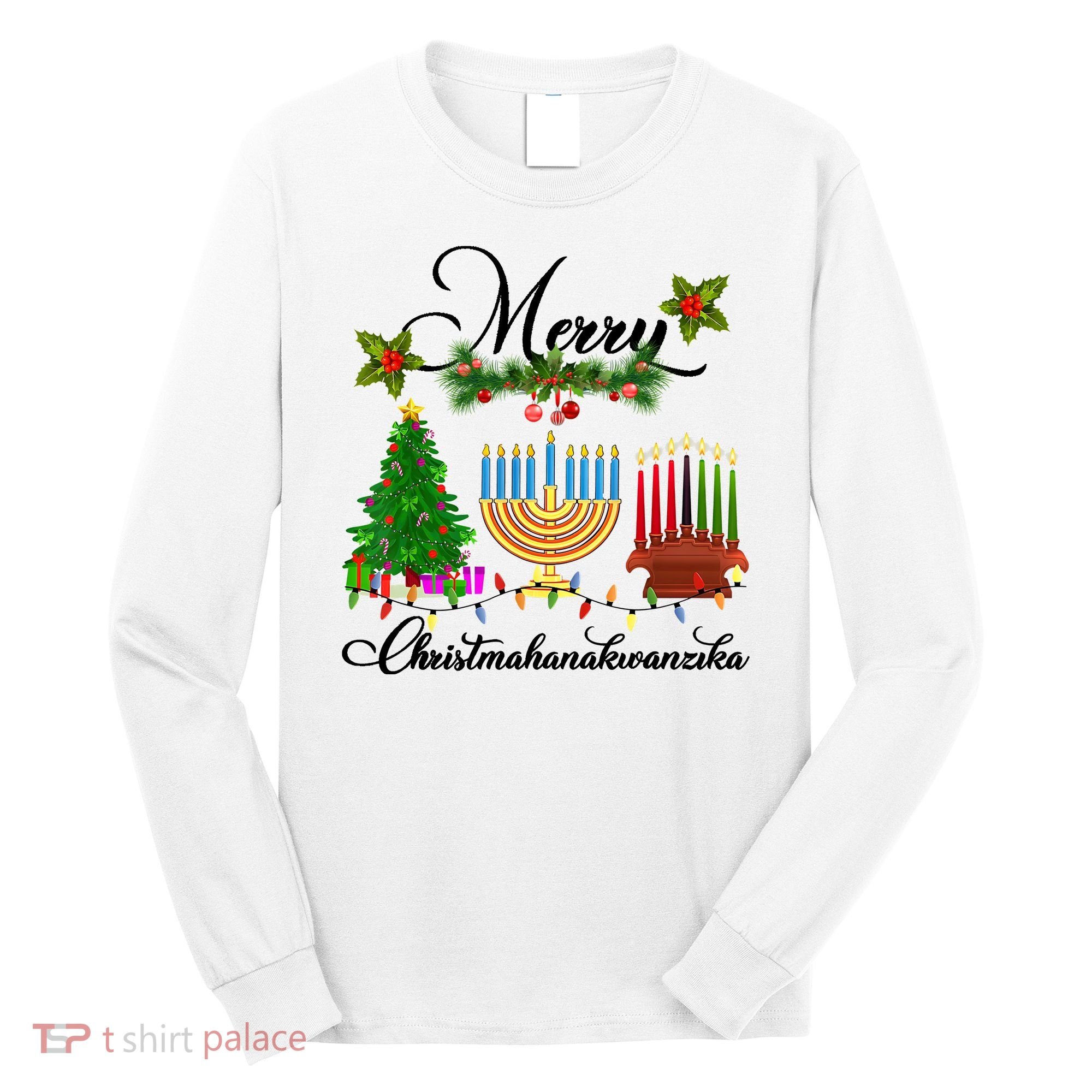 Merry Christmas Hanukkah Kwanzaa Hanukkah Jewish Long Sleeve Shirt