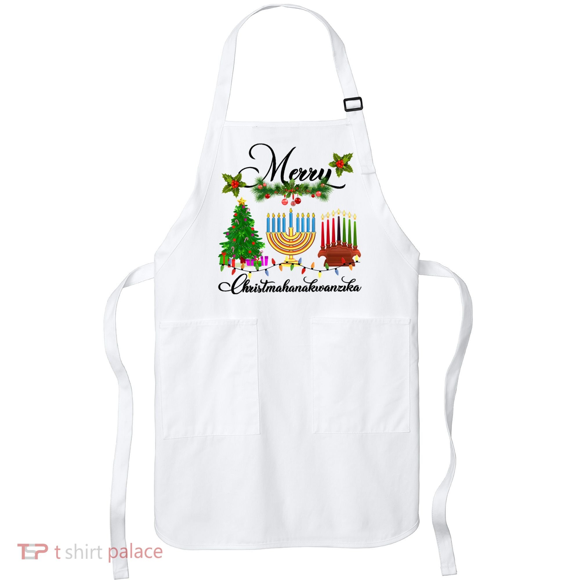 Merry Christmas Hanukkah Kwanzaa Hanukkah Jewish Apron