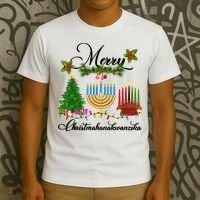 Merry Christmas Hanukkah Kwanzaa Hanukkah Jewish T-Shirt thumb 3