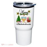 Merry Christmas Hanukkah Kwanzaa Hanukkah Jewish Tumbler thumb 0