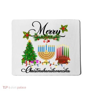 Merry Christmas Hanukkah Kwanzaa Hanukkah Jewish Mousepad