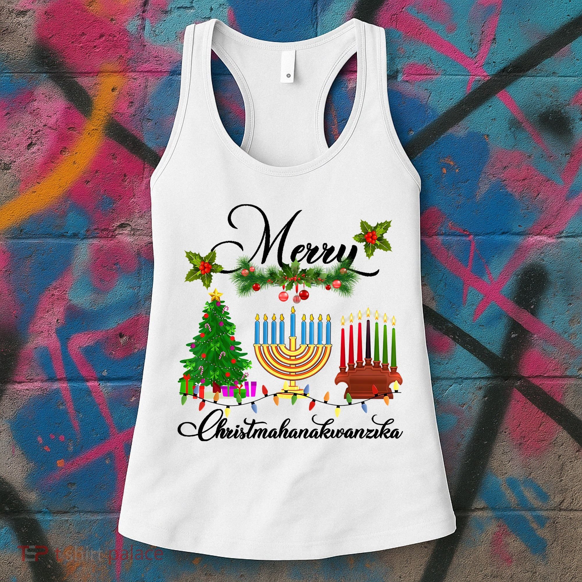 Merry Christmas Hanukkah Kwanzaa Hanukkah Jewish Women's Tank Top