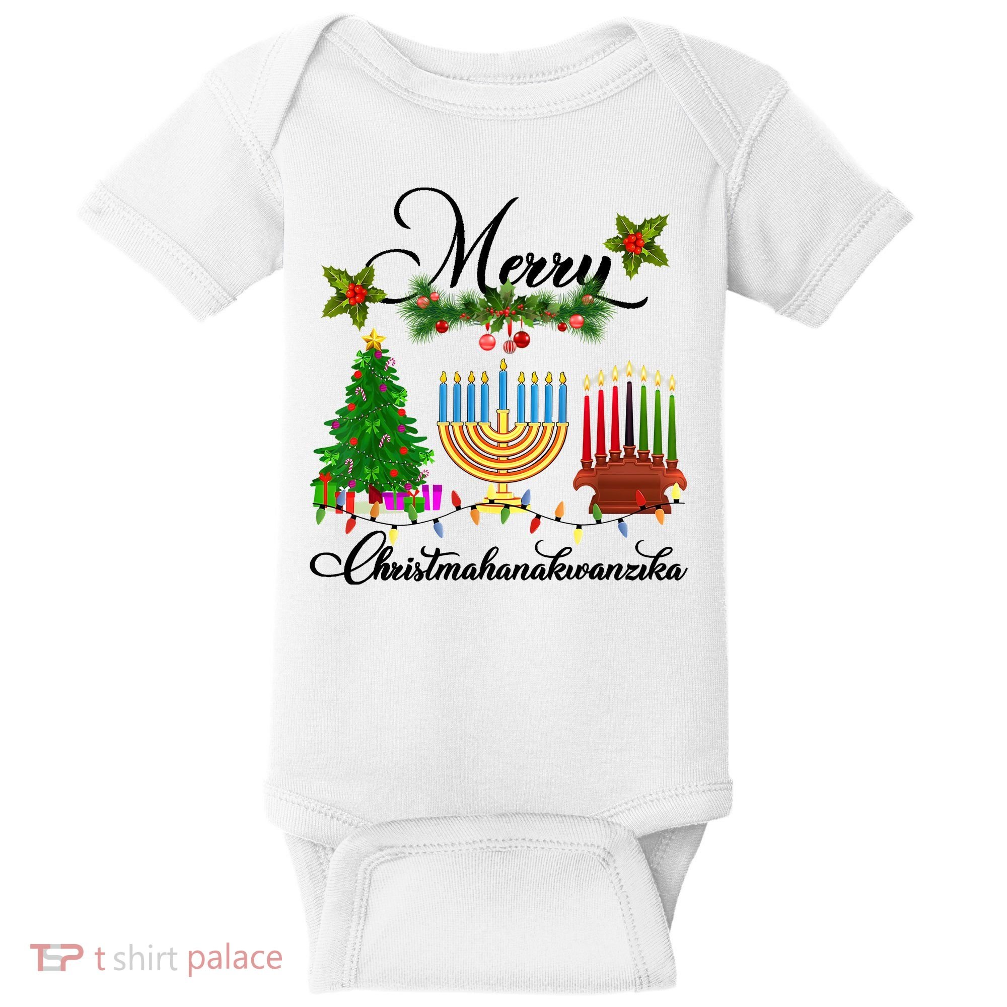 Merry Christmas Hanukkah Kwanzaa Hanukkah Jewish Baby Bodysuit