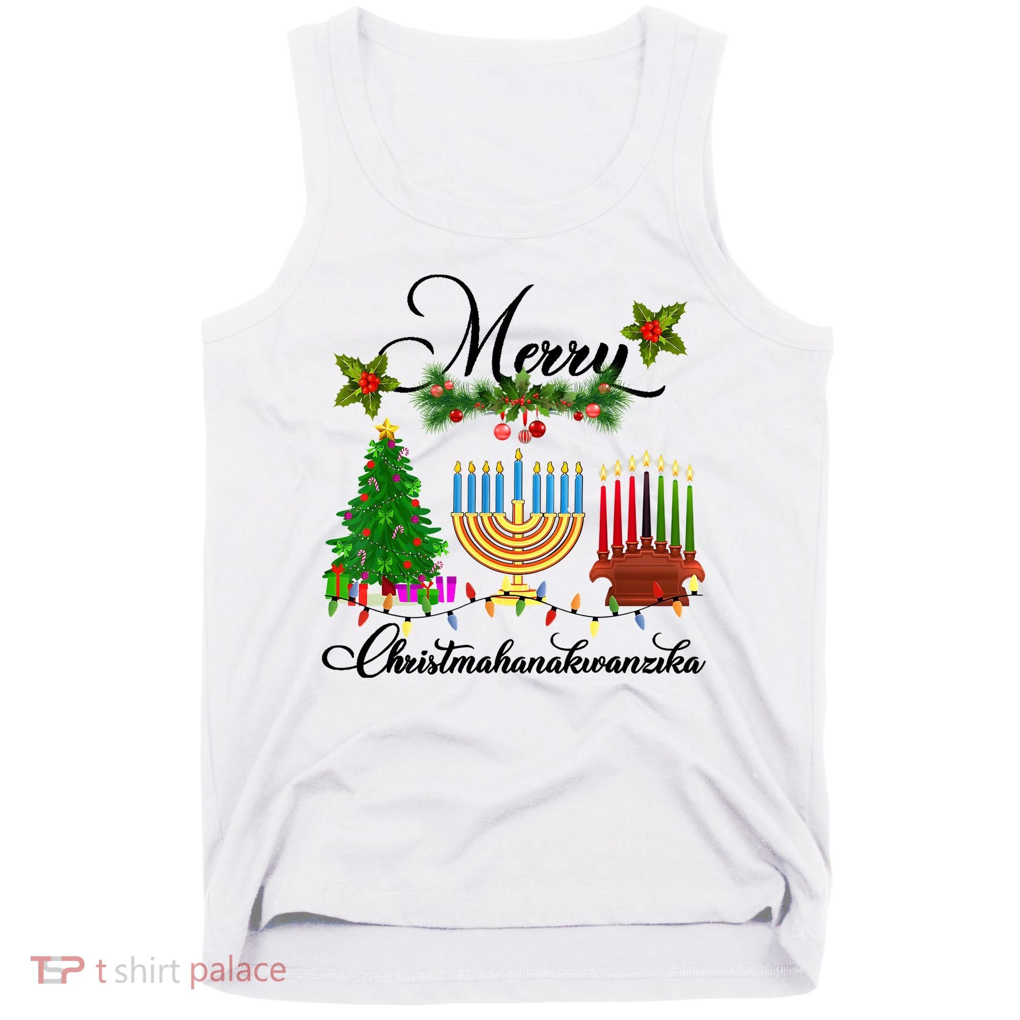 Merry Christmas Hanukkah Kwanzaa Hanukkah Jewish Tank Top