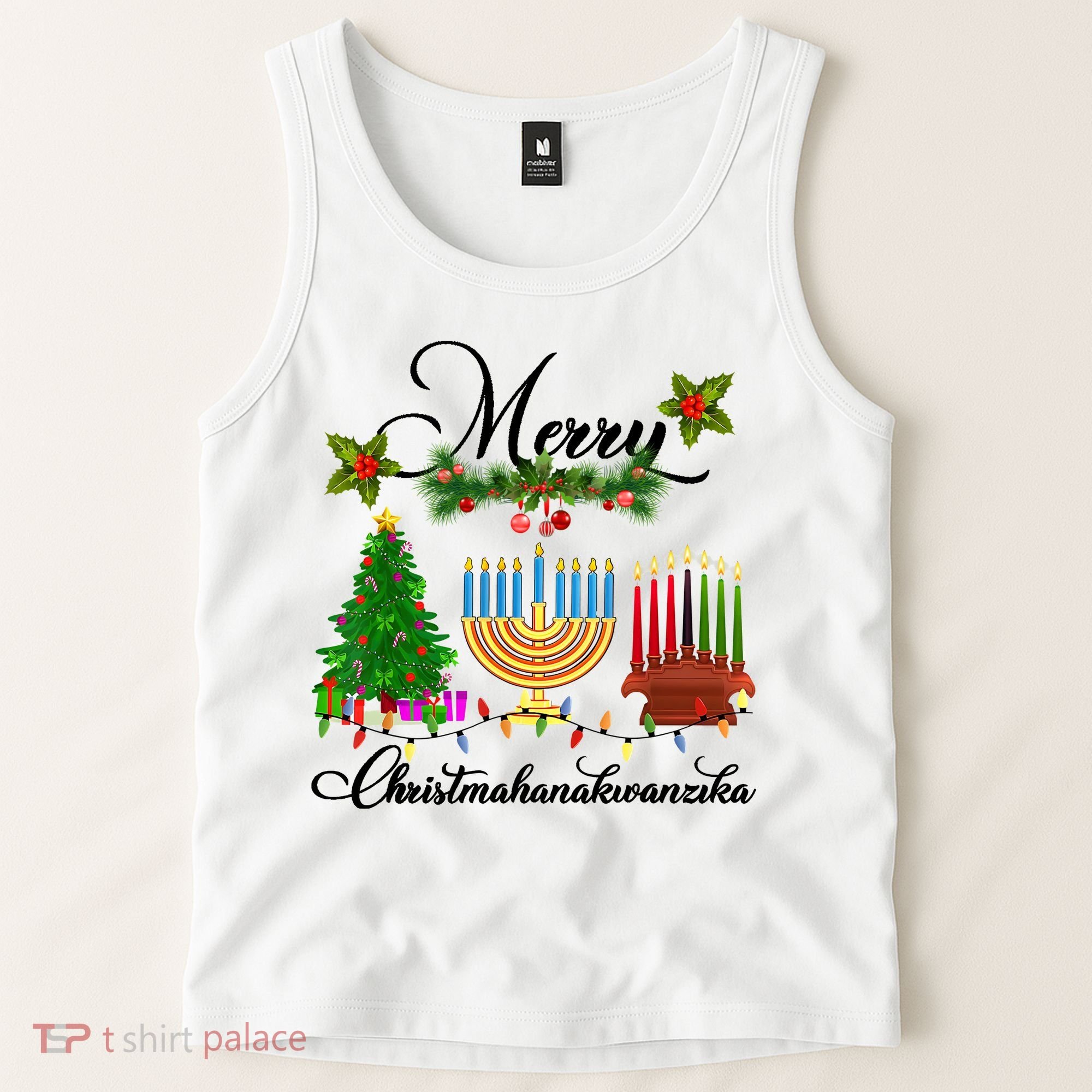 Merry Christmas Hanukkah Kwanzaa Hanukkah Jewish Tank Top