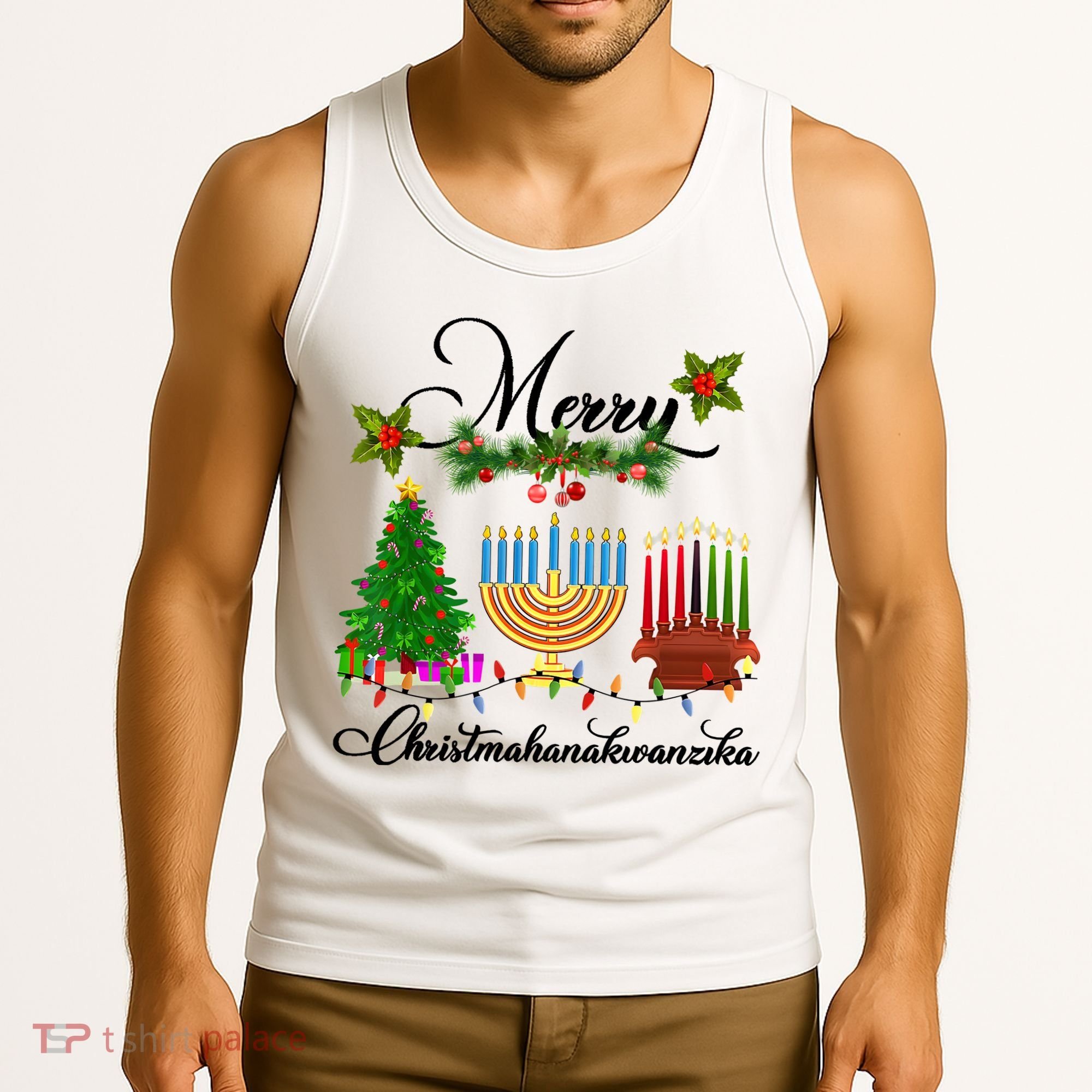 Merry Christmas Hanukkah Kwanzaa Hanukkah Jewish Tank Top