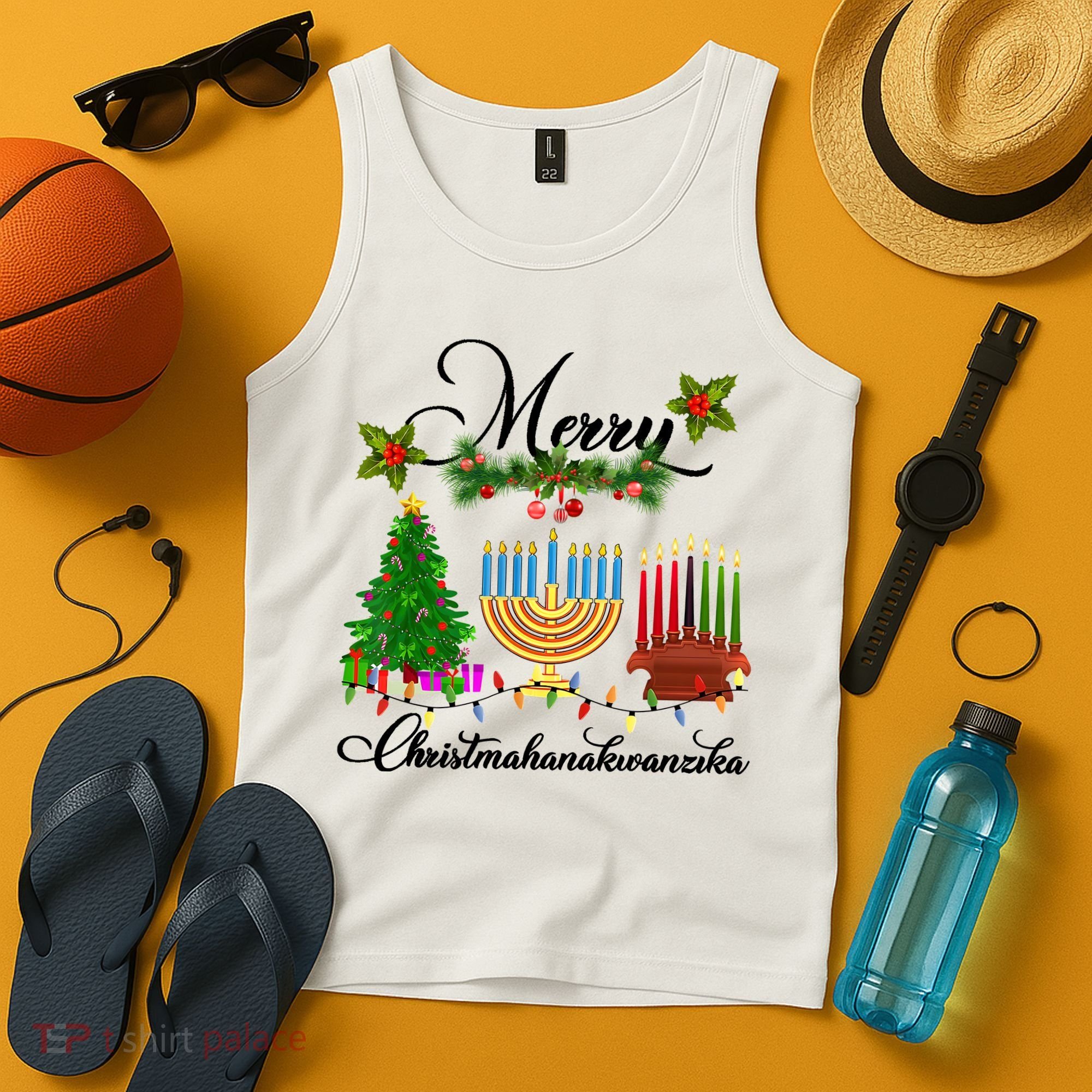 Merry Christmas Hanukkah Kwanzaa Hanukkah Jewish Tank Top