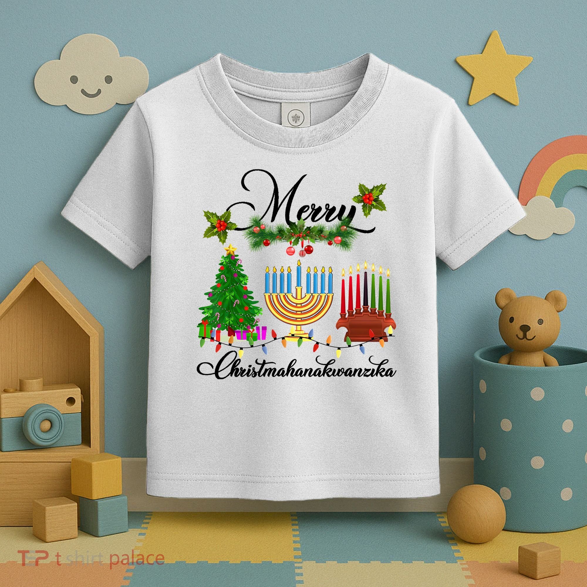 Merry Christmas Hanukkah Kwanzaa Hanukkah Jewish Toddler T-Shirt