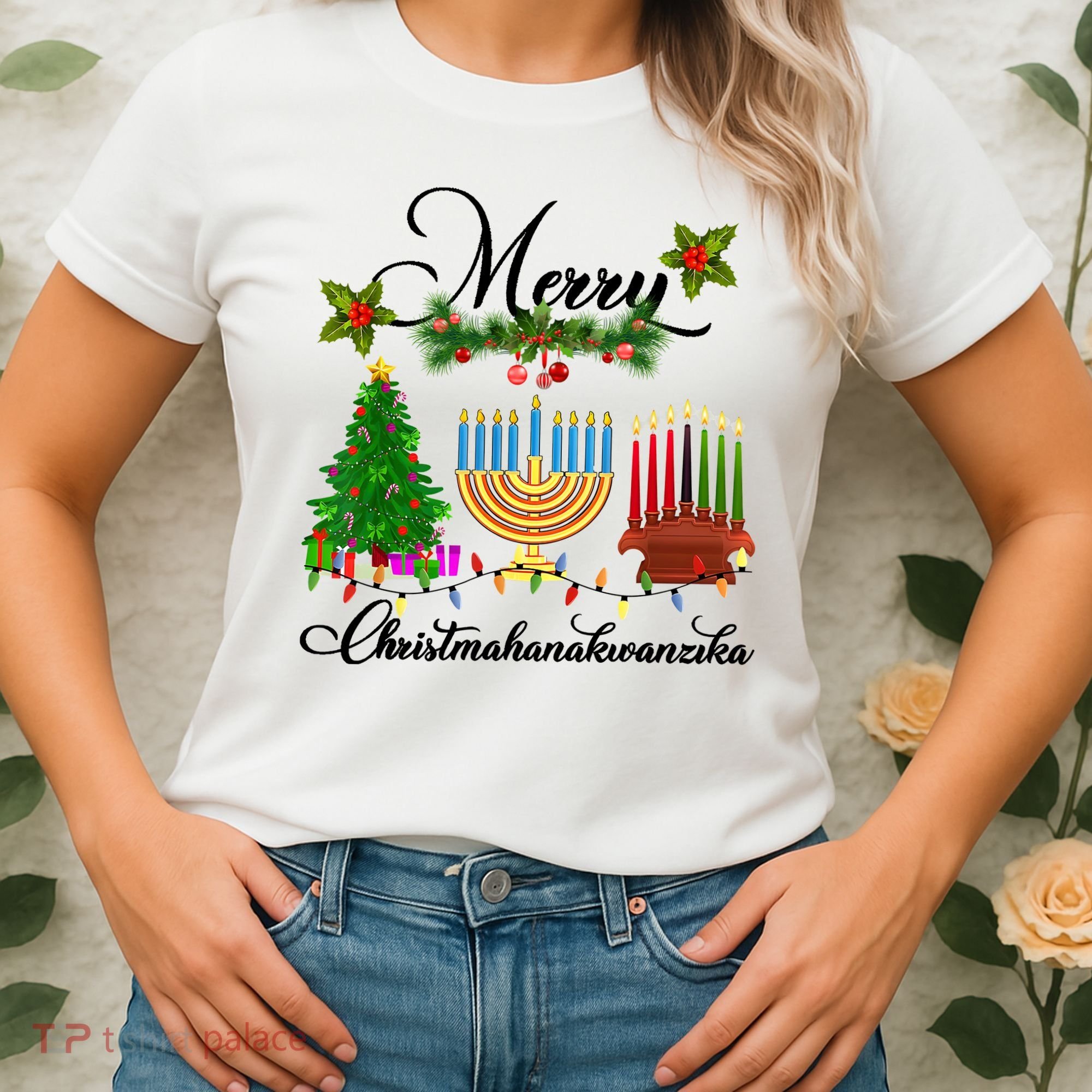 Merry Christmas Hanukkah Kwanzaa Hanukkah Jewish Women's T-Shirt