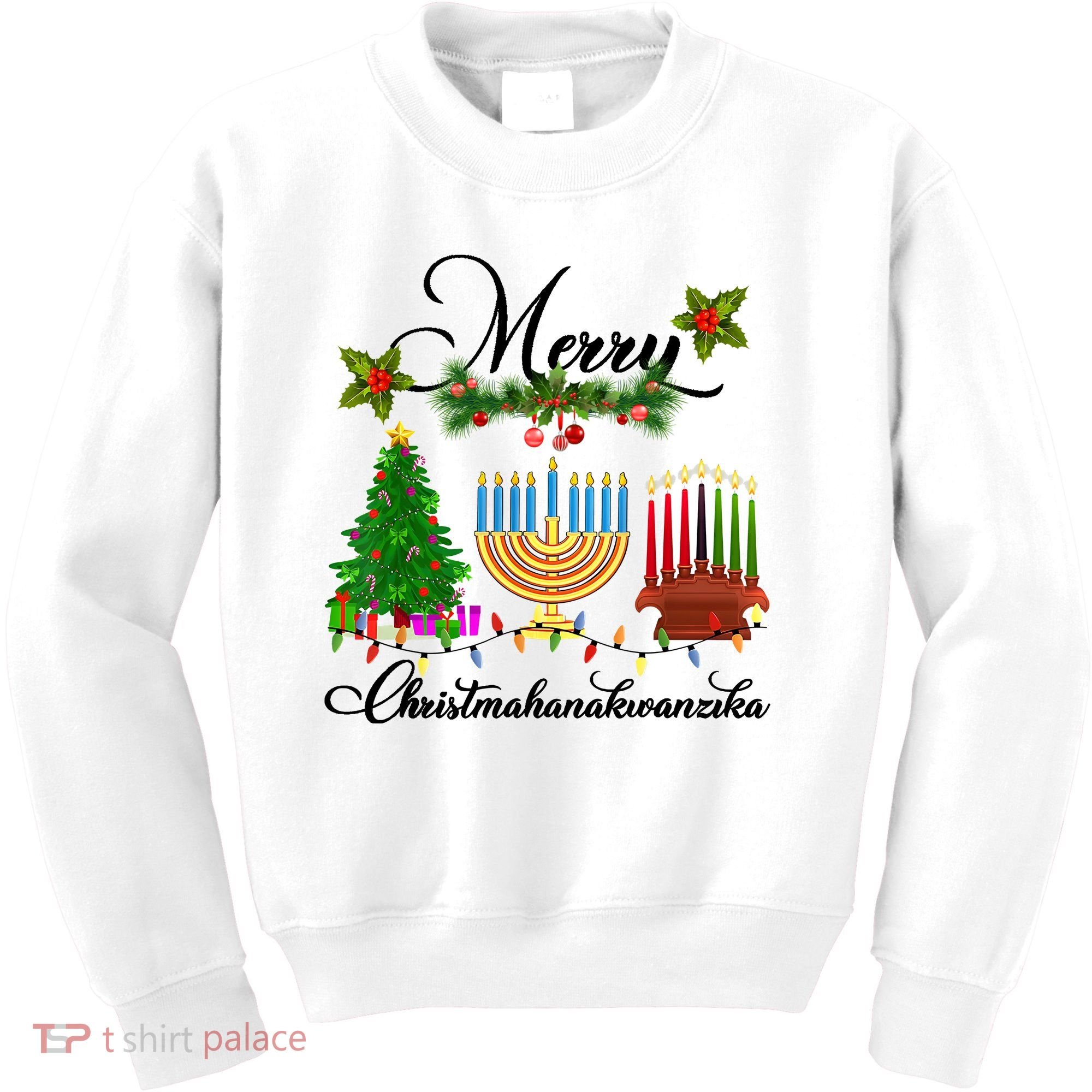 Merry Christmas Hanukkah Kwanzaa Hanukkah Jewish Kids Sweatshirt