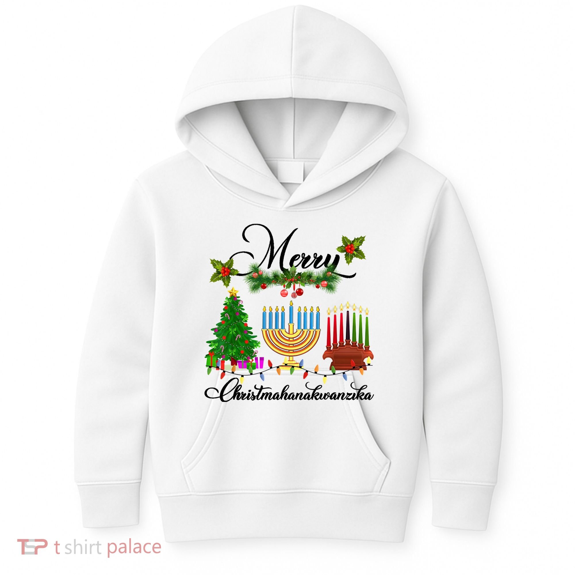 Merry Christmas Hanukkah Kwanzaa Hanukkah Jewish Kids Hoodie