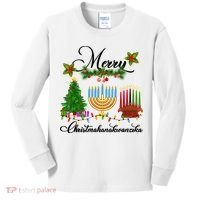 Merry Christmas Hanukkah Kwanzaa Hanukkah Jewish Kids Long Sleeve Shirt thumb 0
