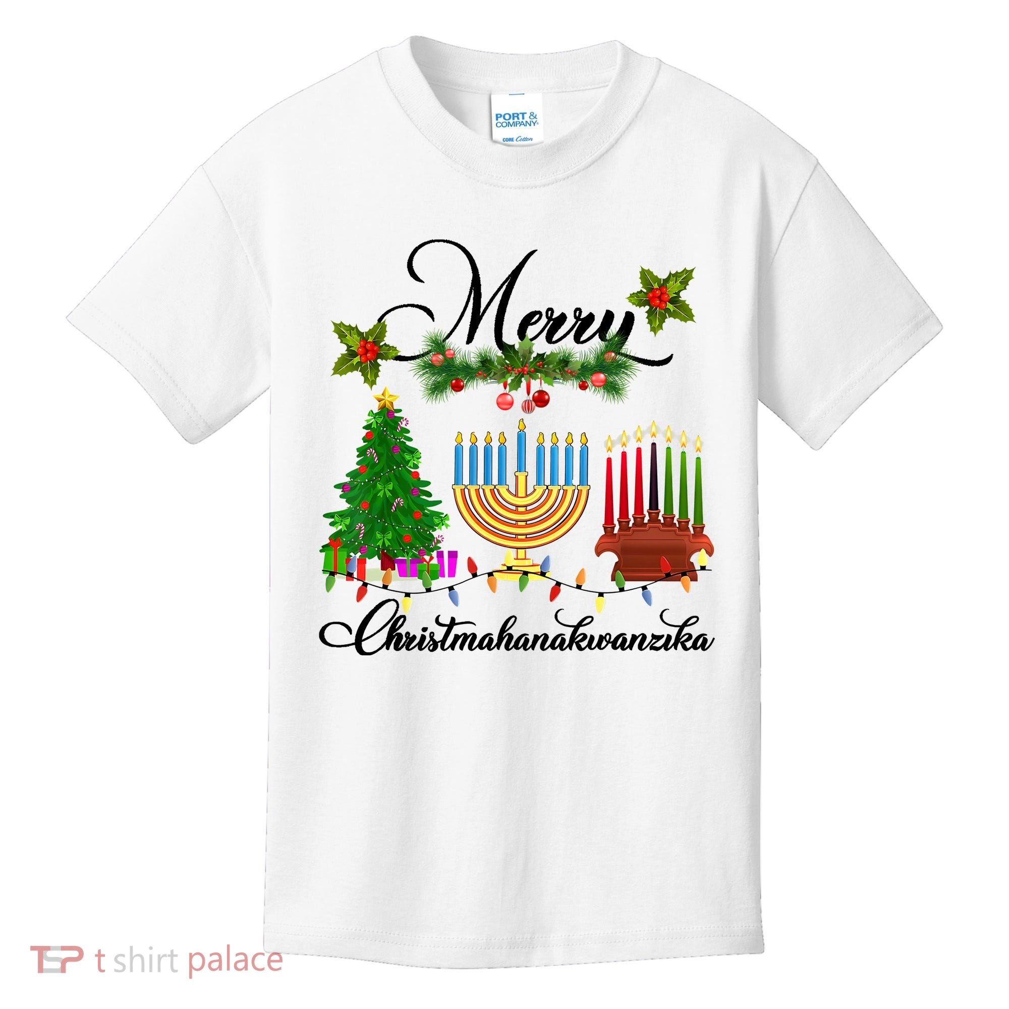 Merry Christmas Hanukkah Kwanzaa Hanukkah Jewish Kids T-Shirt