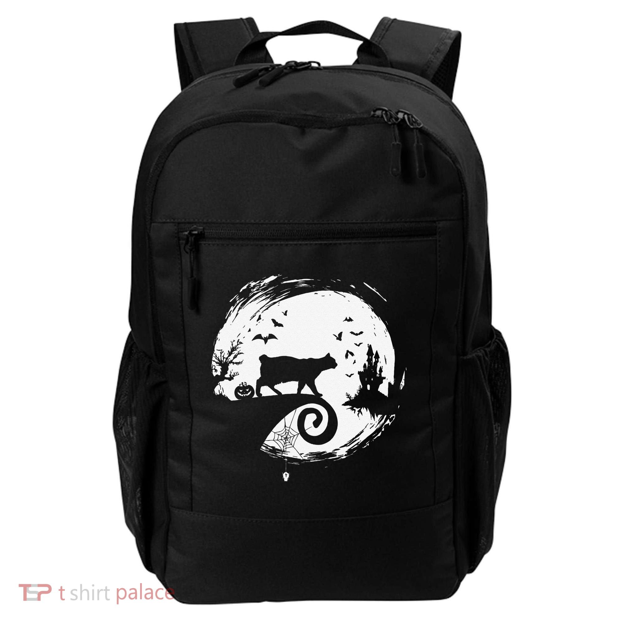 Manx Cat Halloween Costume Moon Silhouette Creepy Horror Backpack