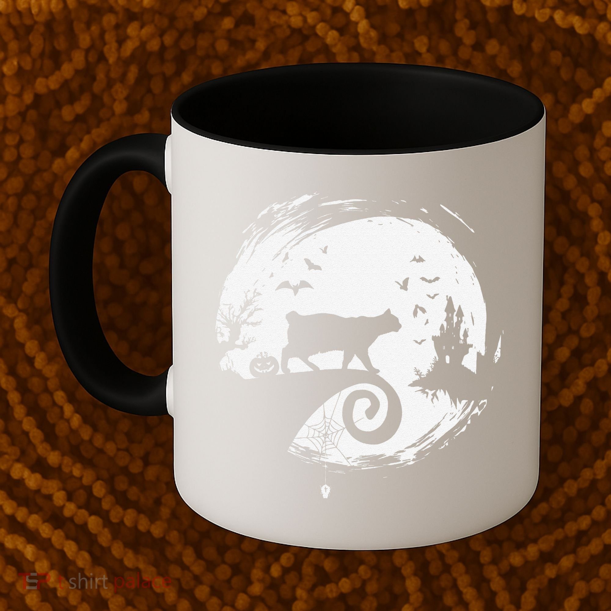 Manx Cat Halloween Costume Moon Silhouette Creepy Horror Coffee Mug