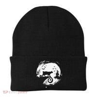 Manx Cat Halloween Costume Moon Silhouette Creepy Horror Beanie thumb 0