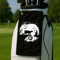 Manx Cat Halloween Costume Moon Silhouette Creepy Horror Golf Towel thumb 2