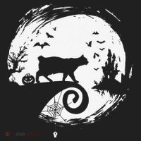 Manx Cat Halloween Costume Moon Silhouette Creepy Horror Golf Towel thumb 3