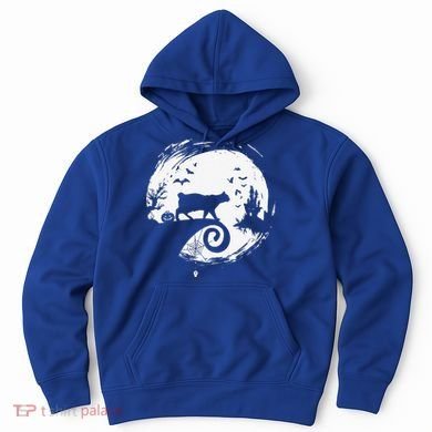 Manx Cat Halloween Costume Moon Silhouette Creepy Horror Hoodie