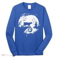 Manx Cat Halloween Costume Moon Silhouette Creepy Horror Long Sleeve Shirt thumb 0