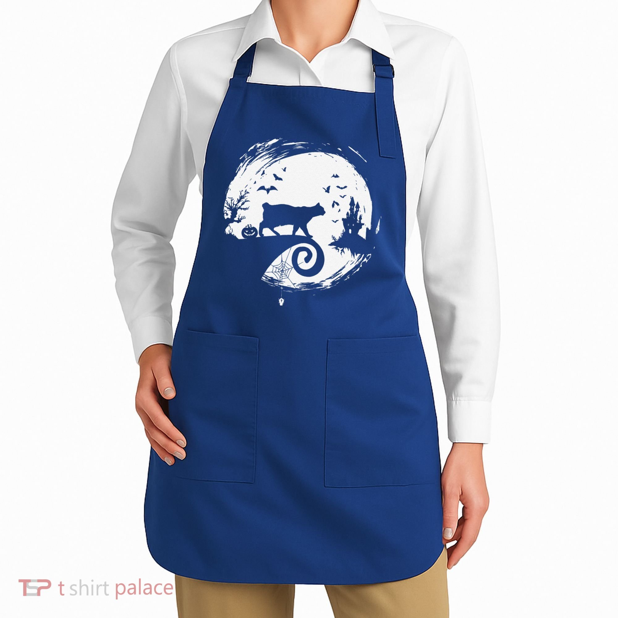 Manx Cat Halloween Costume Moon Silhouette Creepy Horror Apron