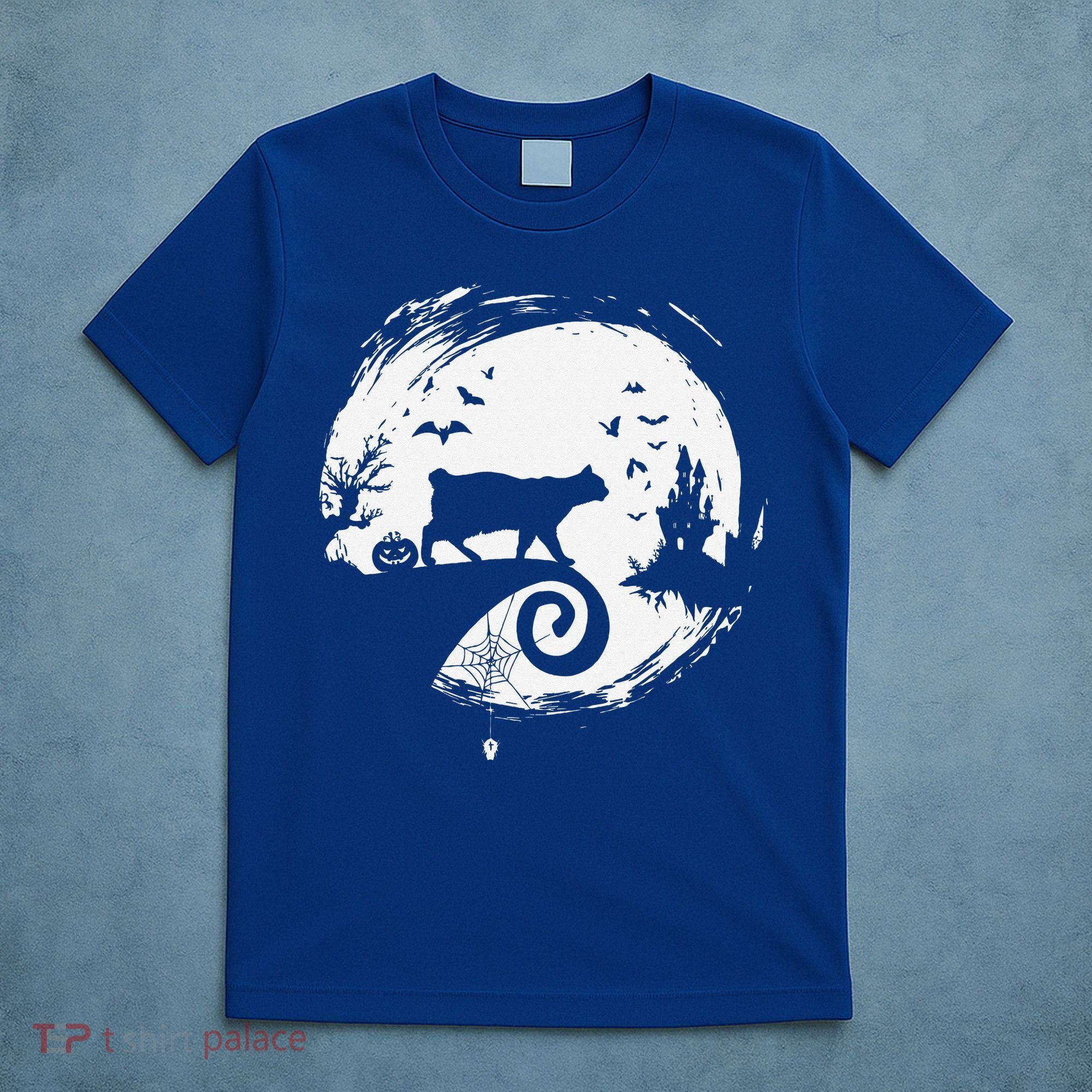 Manx Cat Halloween Costume Moon Silhouette Creepy Horror T-Shirt