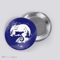 Manx Cat Halloween Costume Moon Silhouette Creepy Horror Button thumb 0
