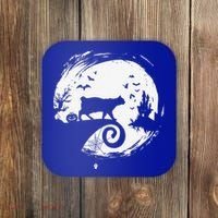 Manx Cat Halloween Costume Moon Silhouette Creepy Horror Coaster thumb 0