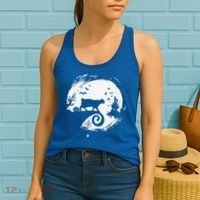 Manx Cat Halloween Costume Moon Silhouette Creepy Horror Women's Tank Top thumb 2