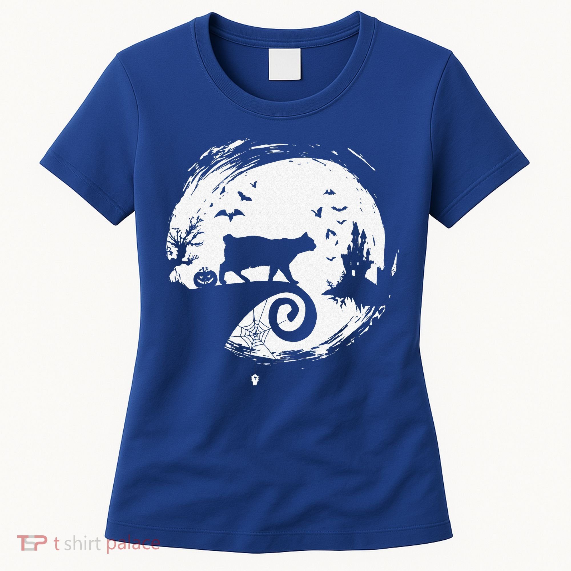 Manx Cat Halloween Costume Moon Silhouette Creepy Horror Women's T-Shirt