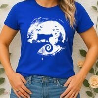 Manx Cat Halloween Costume Moon Silhouette Creepy Horror Women's T-Shirt thumb 2