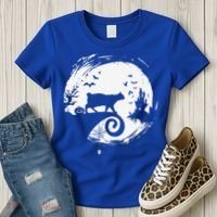 Manx Cat Halloween Costume Moon Silhouette Creepy Horror Women's T-Shirt thumb 3