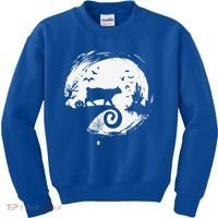 Manx Cat Halloween Costume Moon Silhouette Creepy Horror Kids Sweatshirt thumb 0
